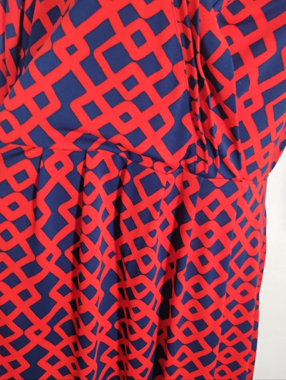 Liz Claiborne Dress Women's L Coral Blue Geometric Print Belted Faux Wrap - Picture 10 of 12